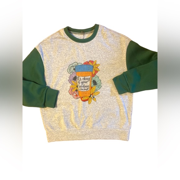 Serotonin Mental Health graphic oversized pullover crewneck sweatshirt small - Picture 4 of 8